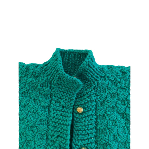 Baby Hand knit Cardigan 12 Months Greenm - Picture 7 of 8